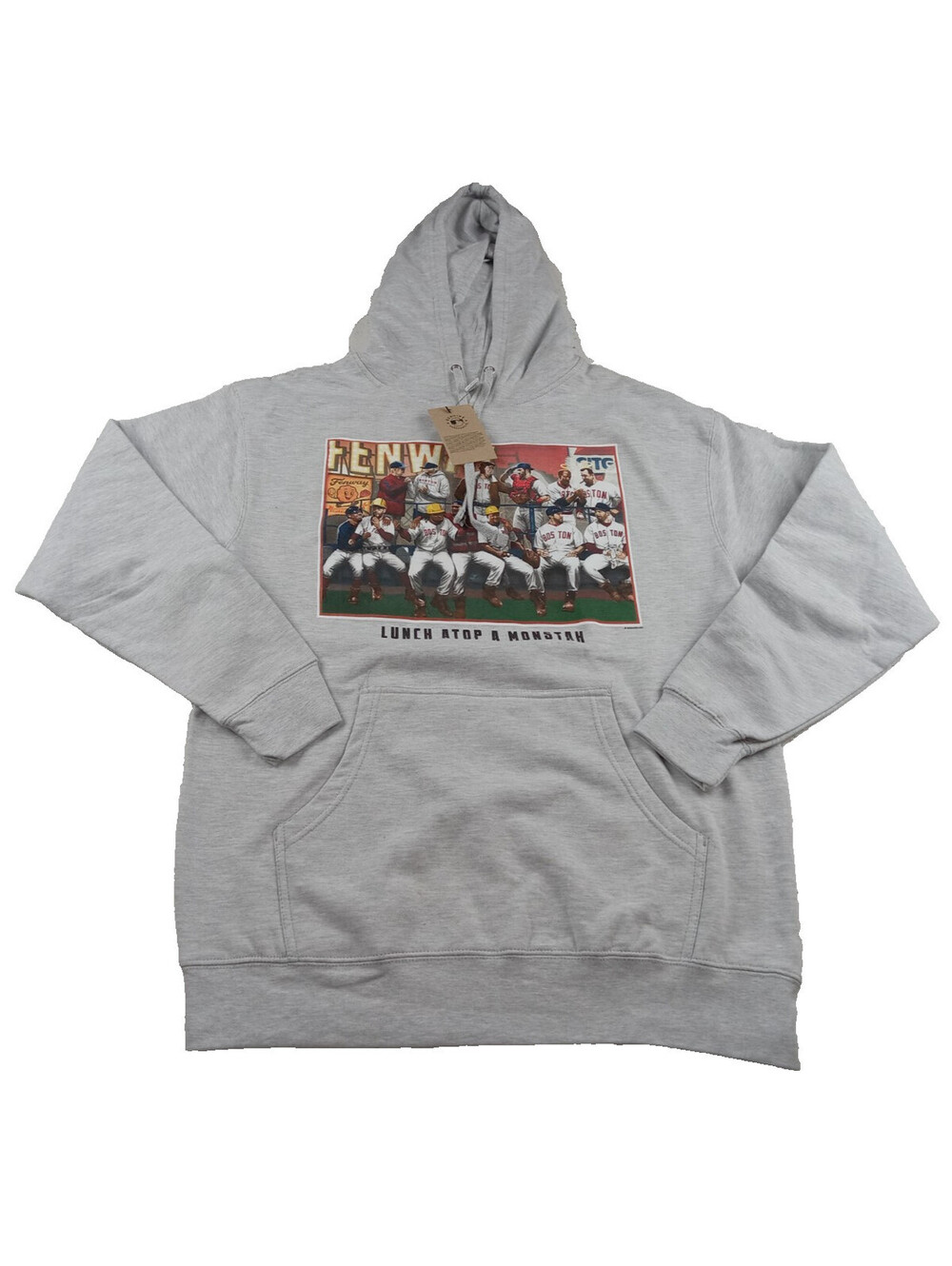 Fenway Hoodie Mens Large Gray Lunch Atop a Monstah Graphic Pullover New L
